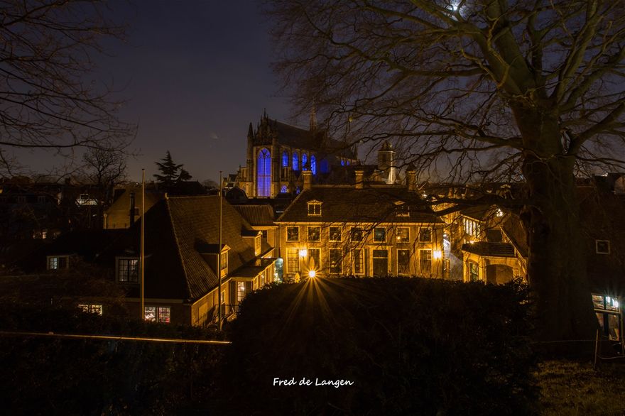 Leiden Hooglandsekerk vanaf de Burcht 15 december 2018